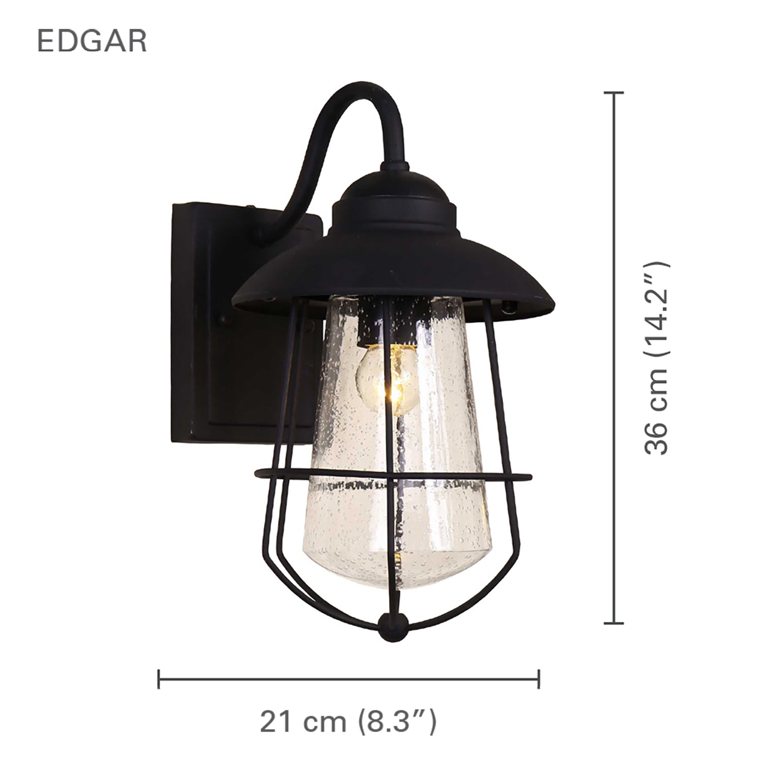 Xtricity - Luminaire Mural Extérieur, Hauteur de 14.17'', De la collection Edgar, Noir - Simple Boutique