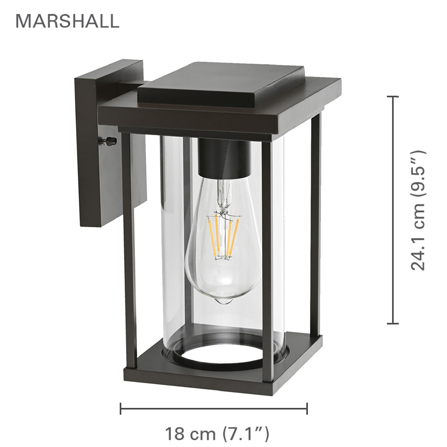 Xtricity - Luminaire Mural Extérieur, Hauteur de 9.5'', De la Collection Marshall, Noir - Simple Boutique