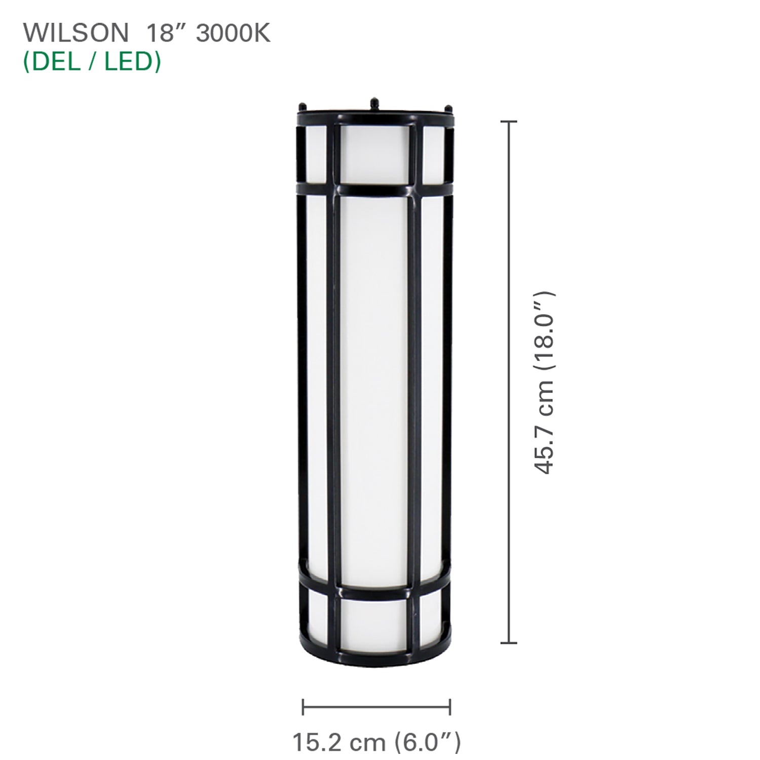 Xtricity - Luminaire Mural Extérieur avec DEL Intégrées, Hauteur de 18'', De la Collection Wilson, Noir - Simple Boutique