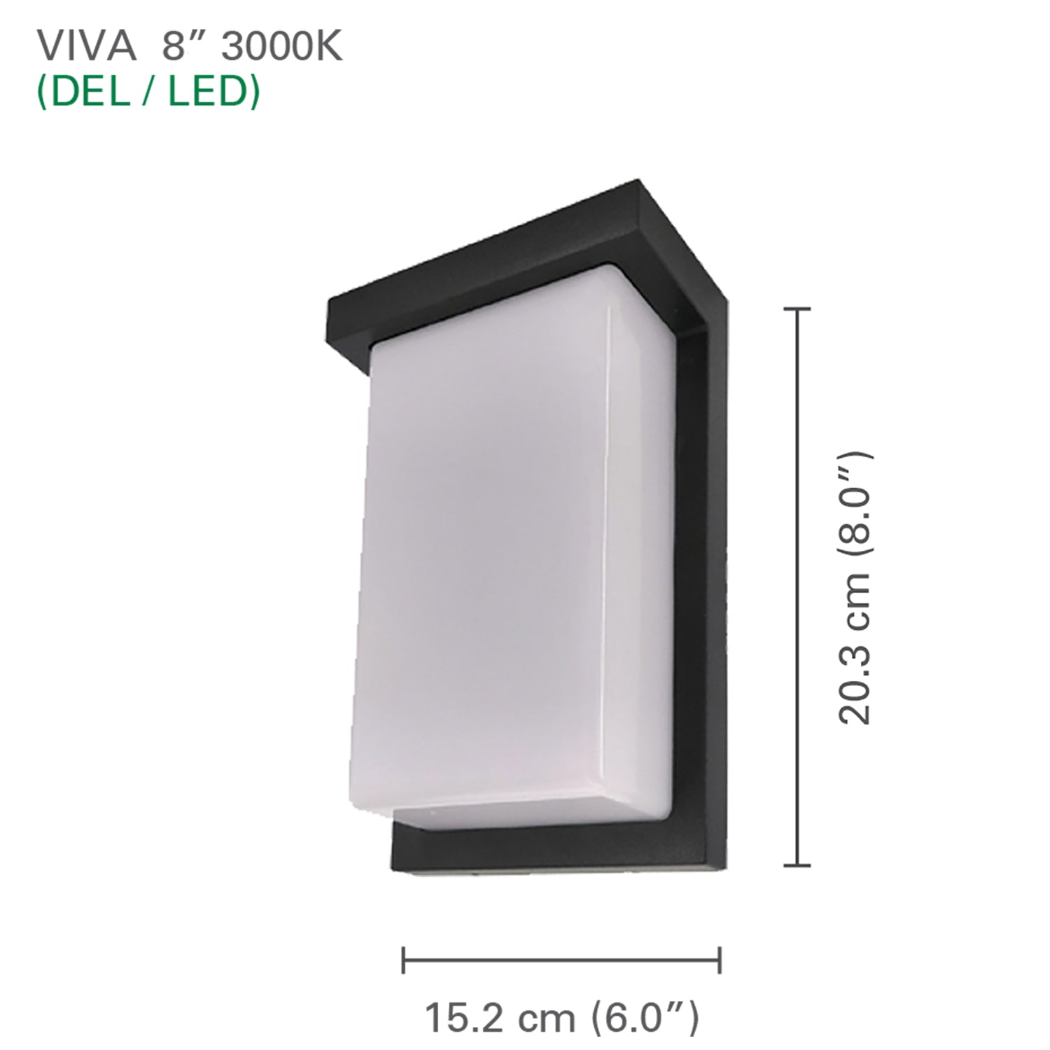 Xtricity - Luminaire Mural Extérieur avec DEL Intégrées, Hauteur de 8'', De la Collection Viva, Noir - Simple Boutique
