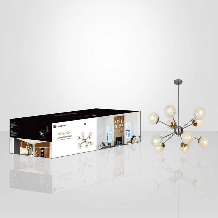 Xtricity - Luminaire Susendu à 10 Lumières, Largeur de 34.6'', De la Collection Bohannon, Argenté - Simple Boutique