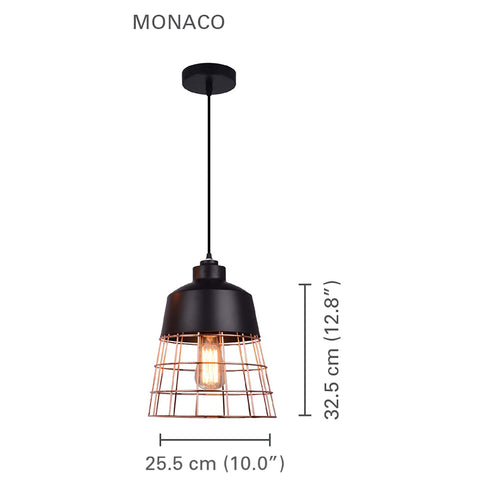 Xtricity - Luminaire Suspendu, Largeur de 10'', De la Collection Monaco, Noir et Cuivre