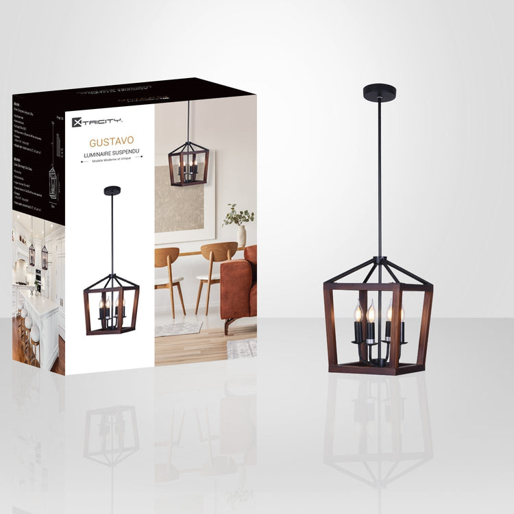 Xtricity - Luminaire Suspendu, Largeur de 11.8'', De la Collection Gustavo, Noir et Brun - Simple Boutique