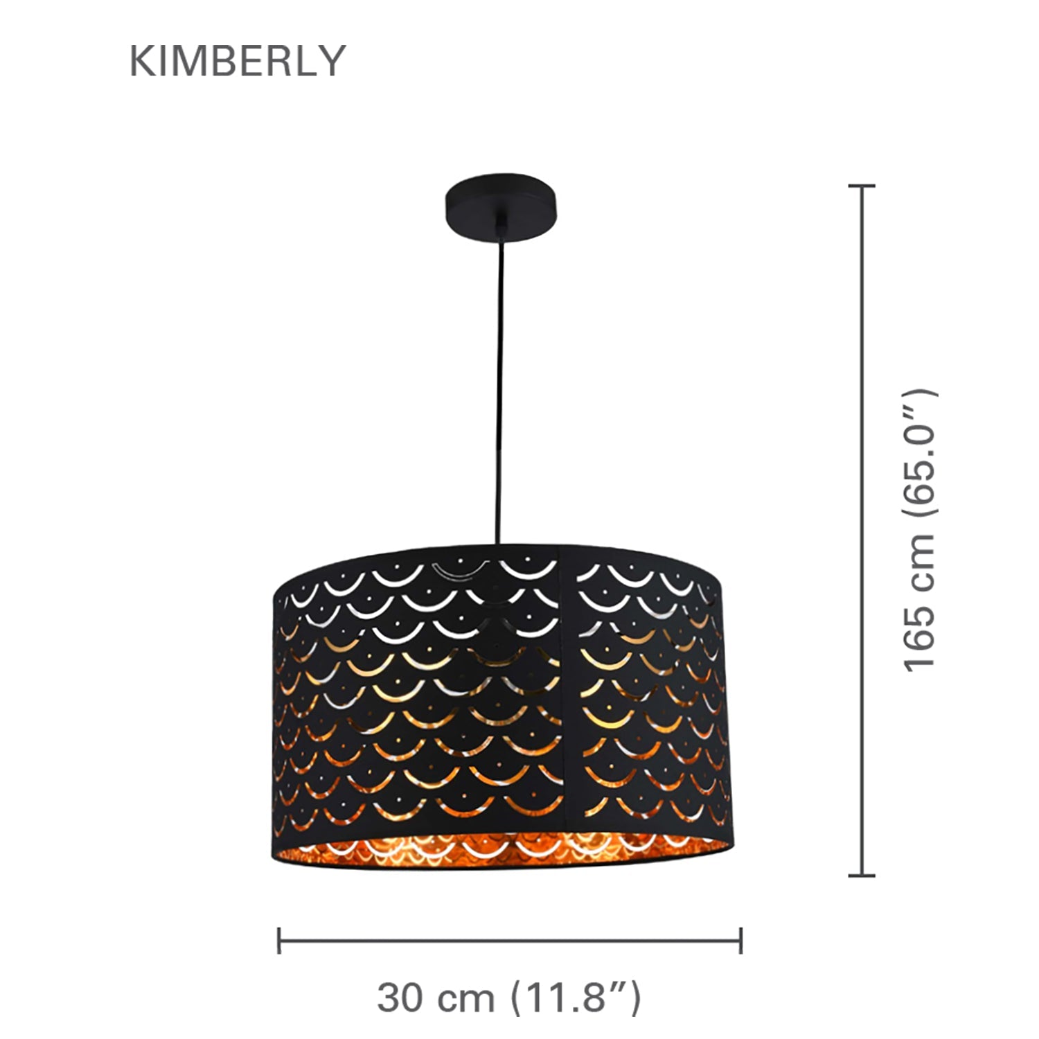 Xtricity - Luminaire Suspendu, Largeur de 11.8'', De la Collection Kimberly, Noir et Or - Simple Boutique