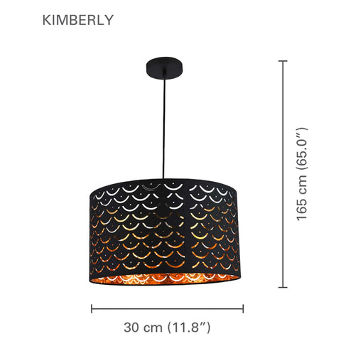 Xtricity - Luminaire Suspendu, Largeur de 11.8'', De la Collection Kimberly, Noir et Or