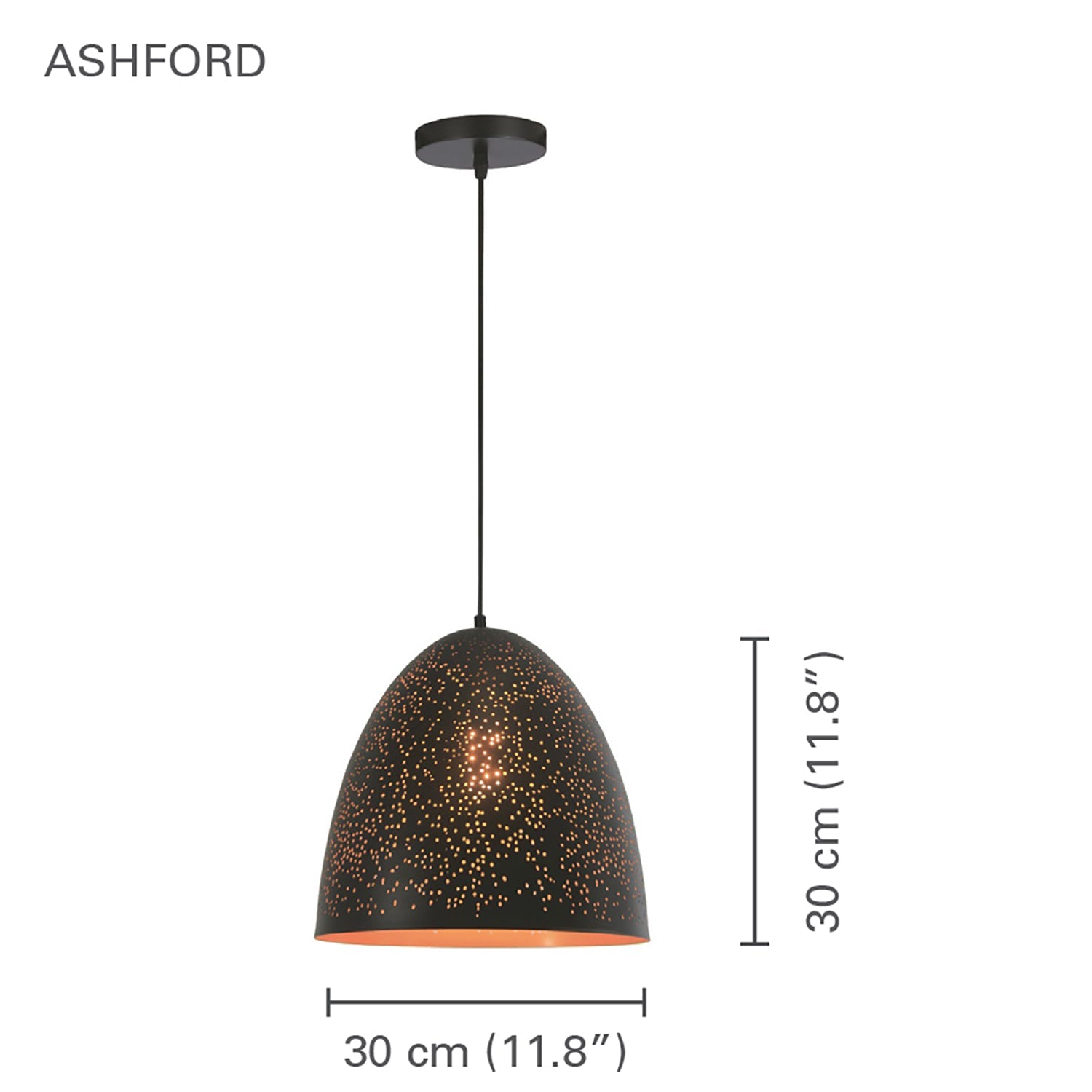 Xtricity - Luminaire Suspendu, Largeur de 11.81'', De la Collection Ashford, Noir et Or - Simple Boutique