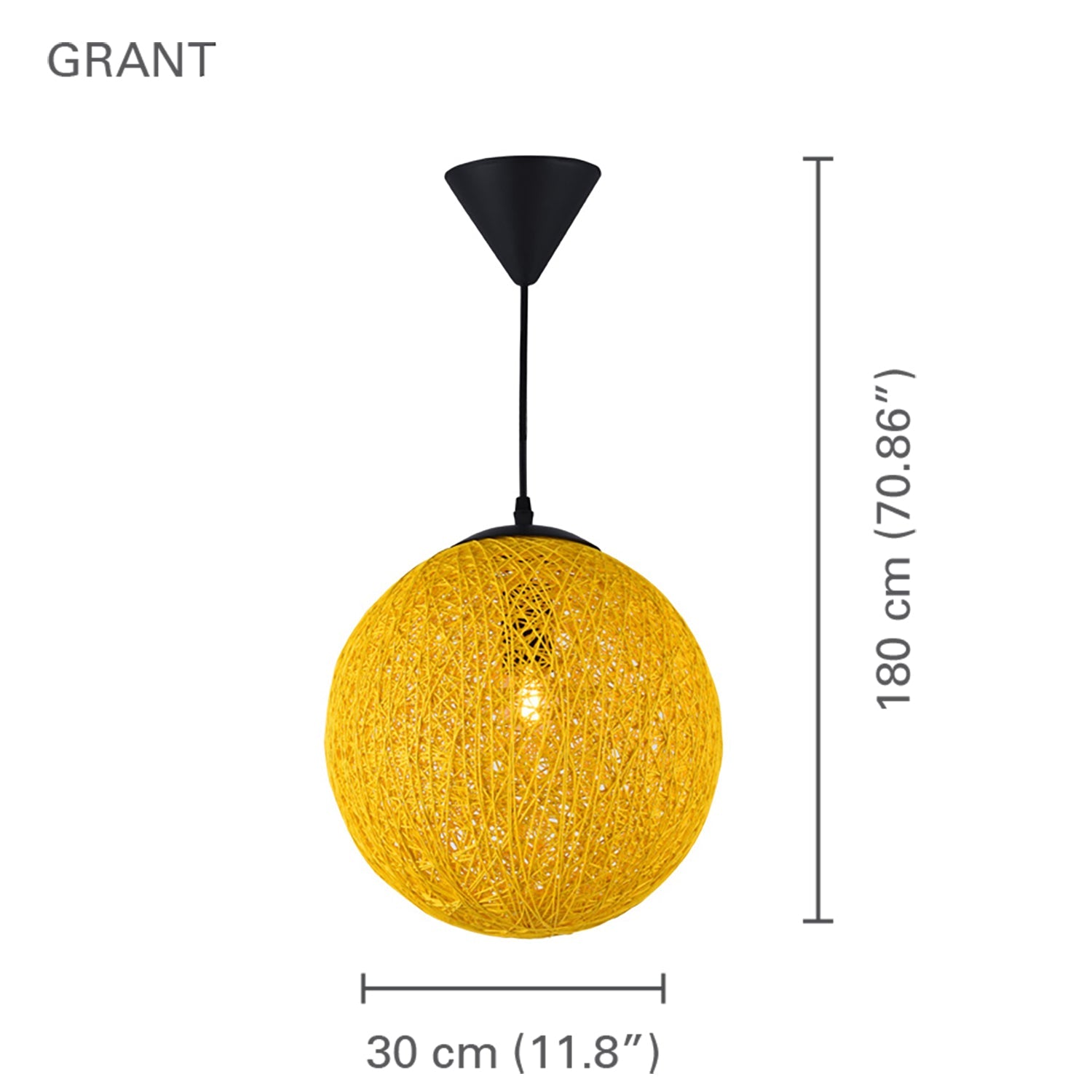 Xtricity - Luminaire Suspendu, Largeur de 11.81'', De la Collection Grant, Jaune - Simple Boutique
