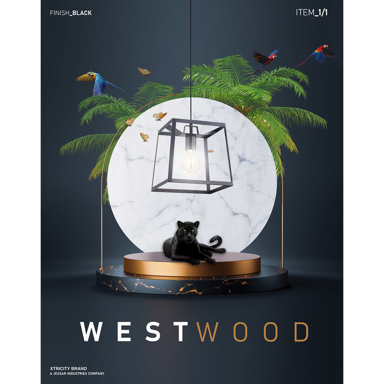 Xtricity - Luminaire Suspendu, Largeur de 12'', De la Collection Westwood, Noir - Simple Boutique