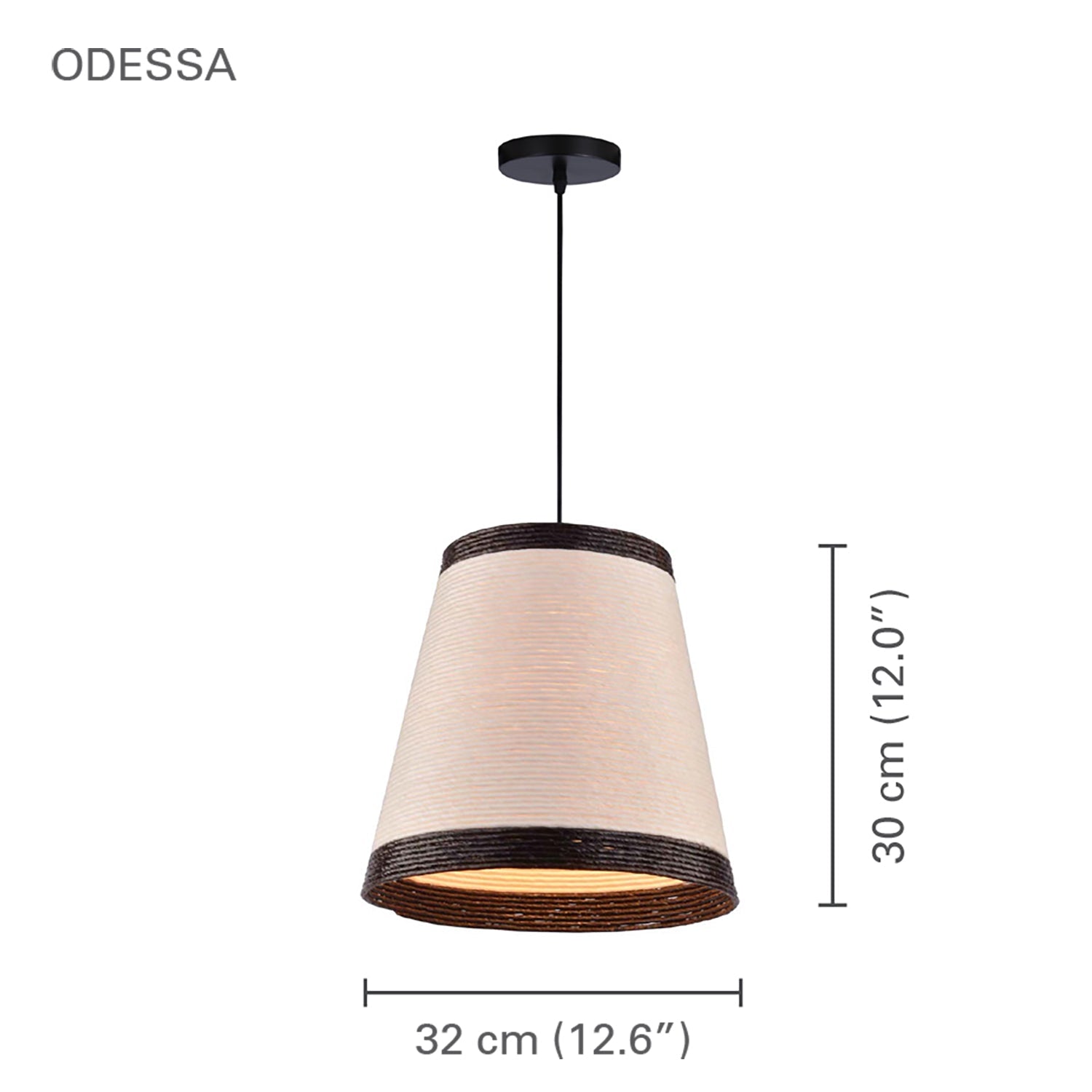 Xtricity - Luminaire Suspendu, Largeur de 12.6'', De la Collection Odessa, Noir et Blanc - Simple Boutique