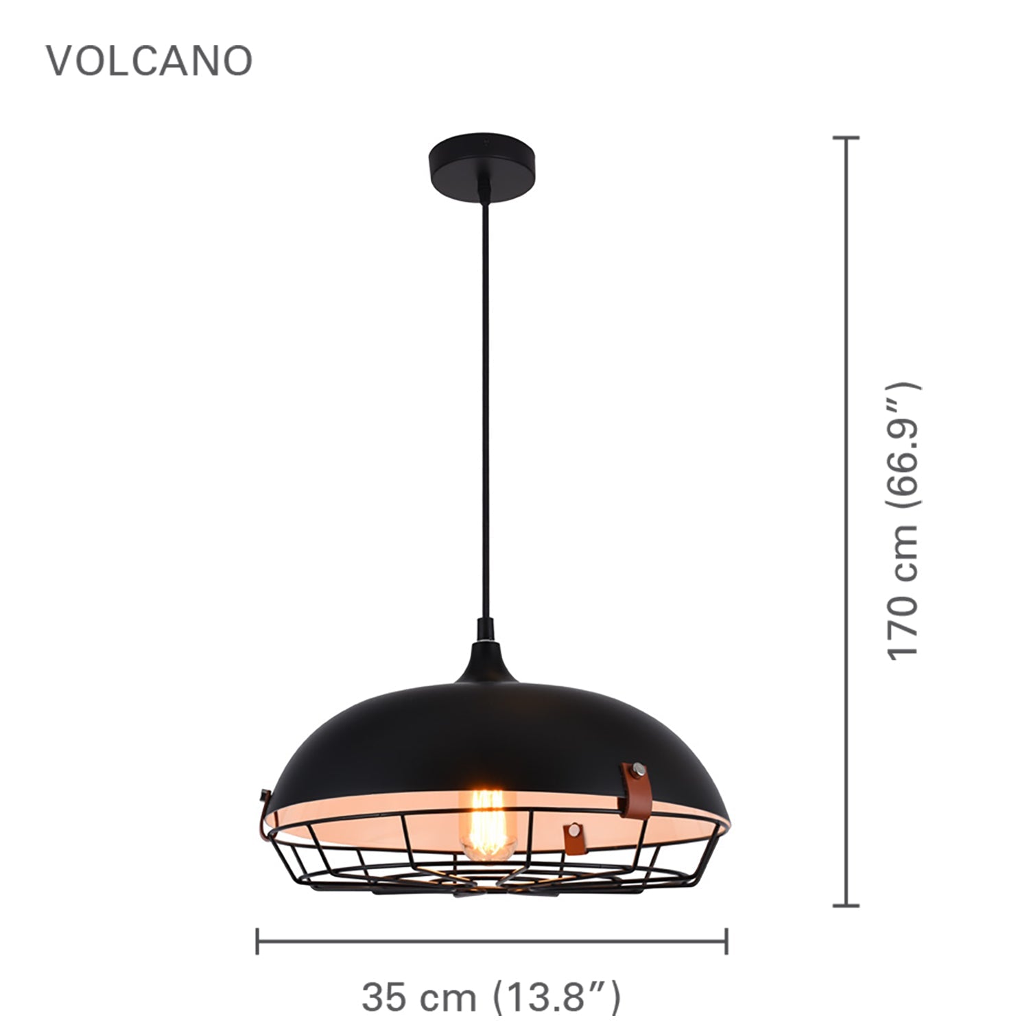 Xtricity - Luminaire Suspendu, Largeur de 13.7'', De la Collection Volcano, Noir - Simple Boutique