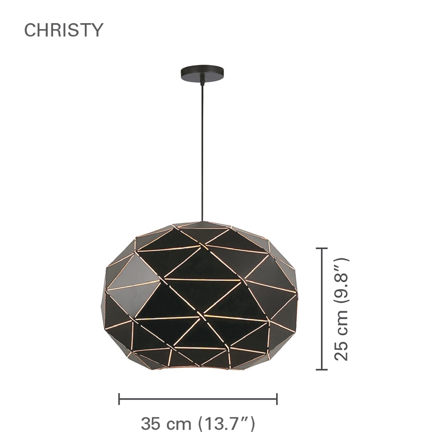 Xtricity - Luminaire Suspendu, Largeur de 13.77'', De la Collection Christy, Noir - Simple Boutique