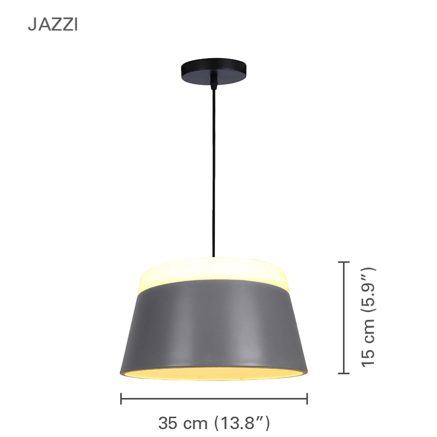 Xtricity - Luminaire Suspendu, Largeur de 13.77'', De la Collection Jazzi, Gris - Simple Boutique