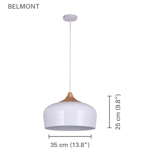 Xtricity - Luminaire Suspendu, Largeur de 13.8'', De la Collection Belmont, Blanc et Bois