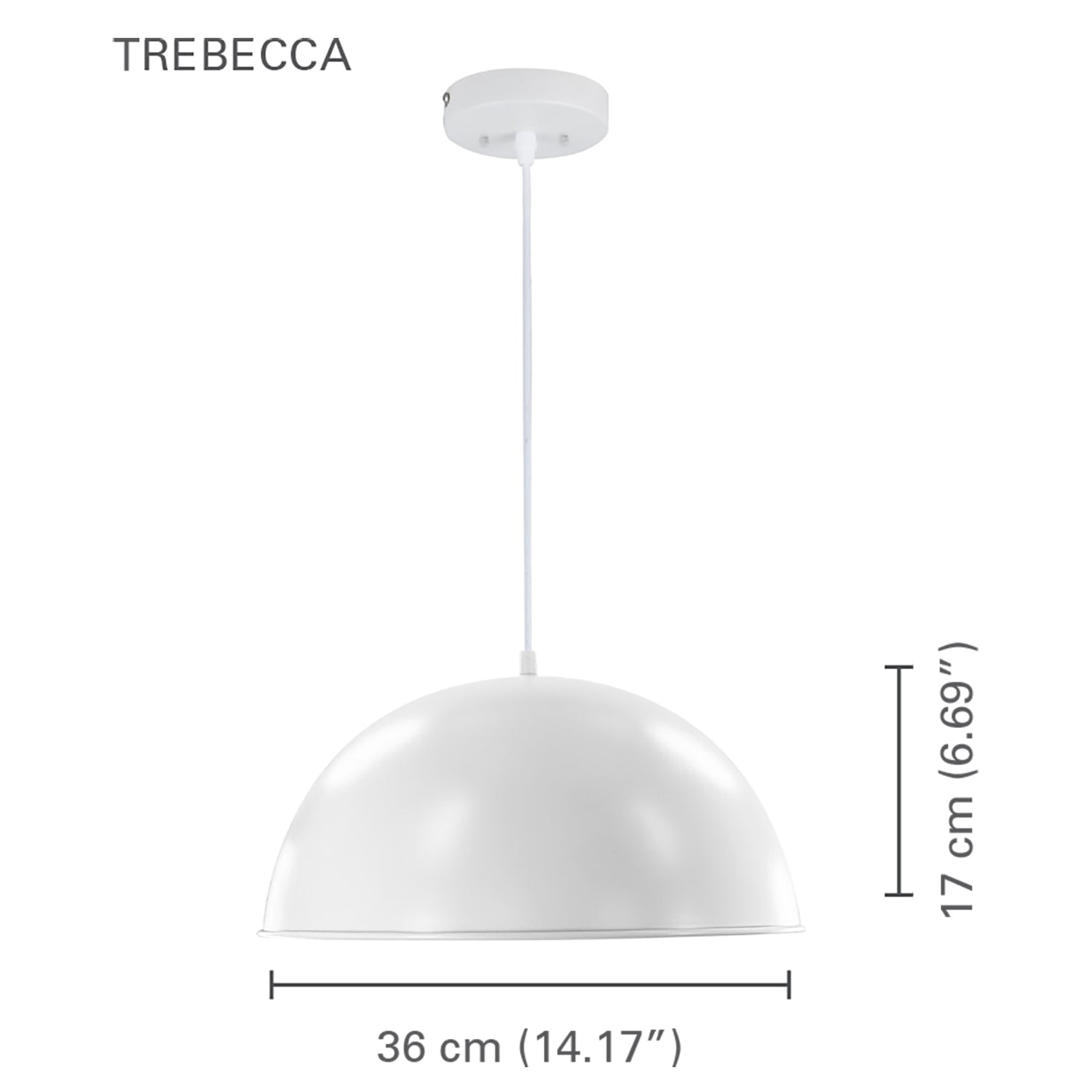 Xtricity - Luminaire Suspendu, Largeur de 14.17", De la Collection Trebecca, Blanc - Simple Boutique