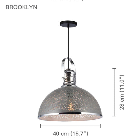Xtricity - Luminaire Suspendu, Largeur de 15.7'', De la Collection Brooklyn, Gris