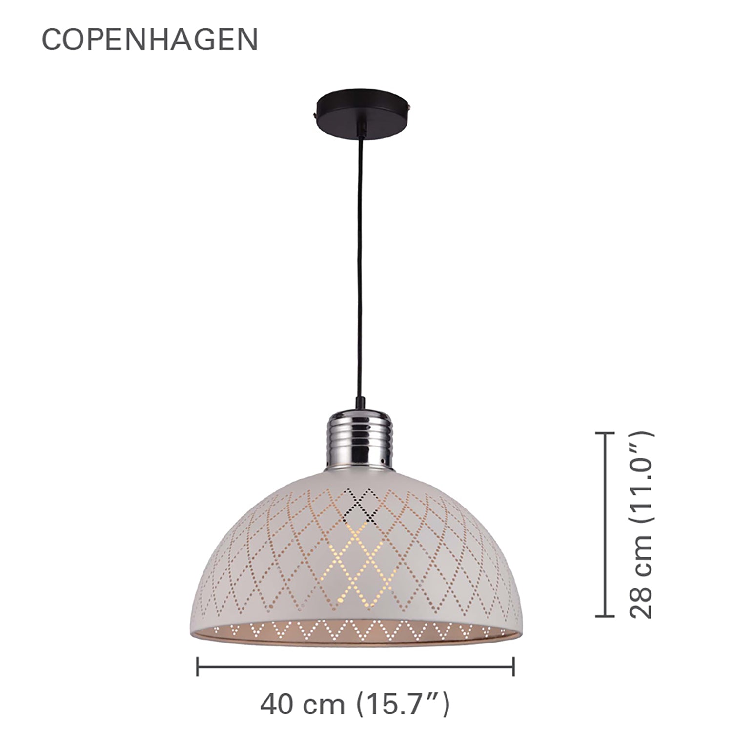 Xtricity - Luminaire Suspendu, Largeur de 15.7'', De la Collection Copenhagen, Blanc - Simple Boutique