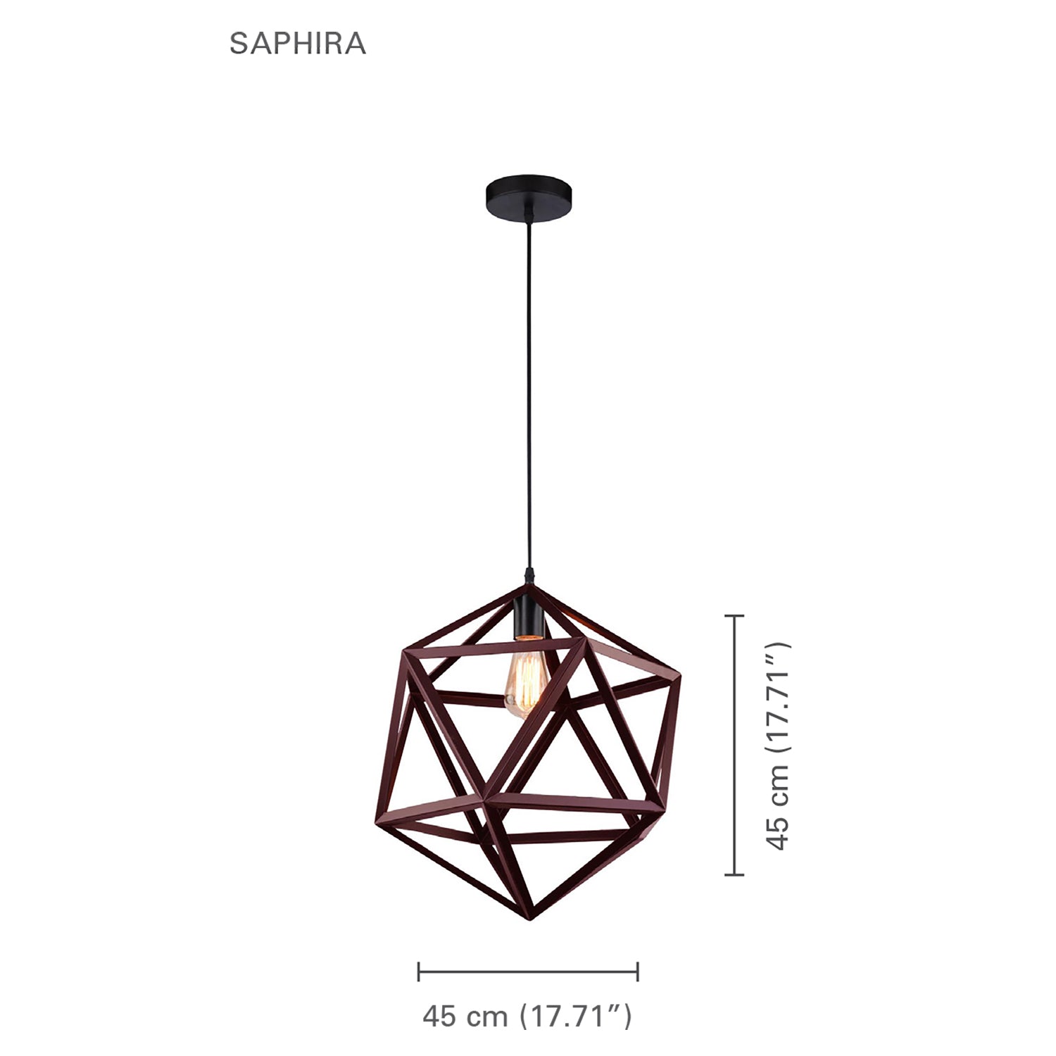 Xtricity - Luminaire Suspendu, Largeur de 17.71'', De la Collection Saphira, Noir - Simple Boutique