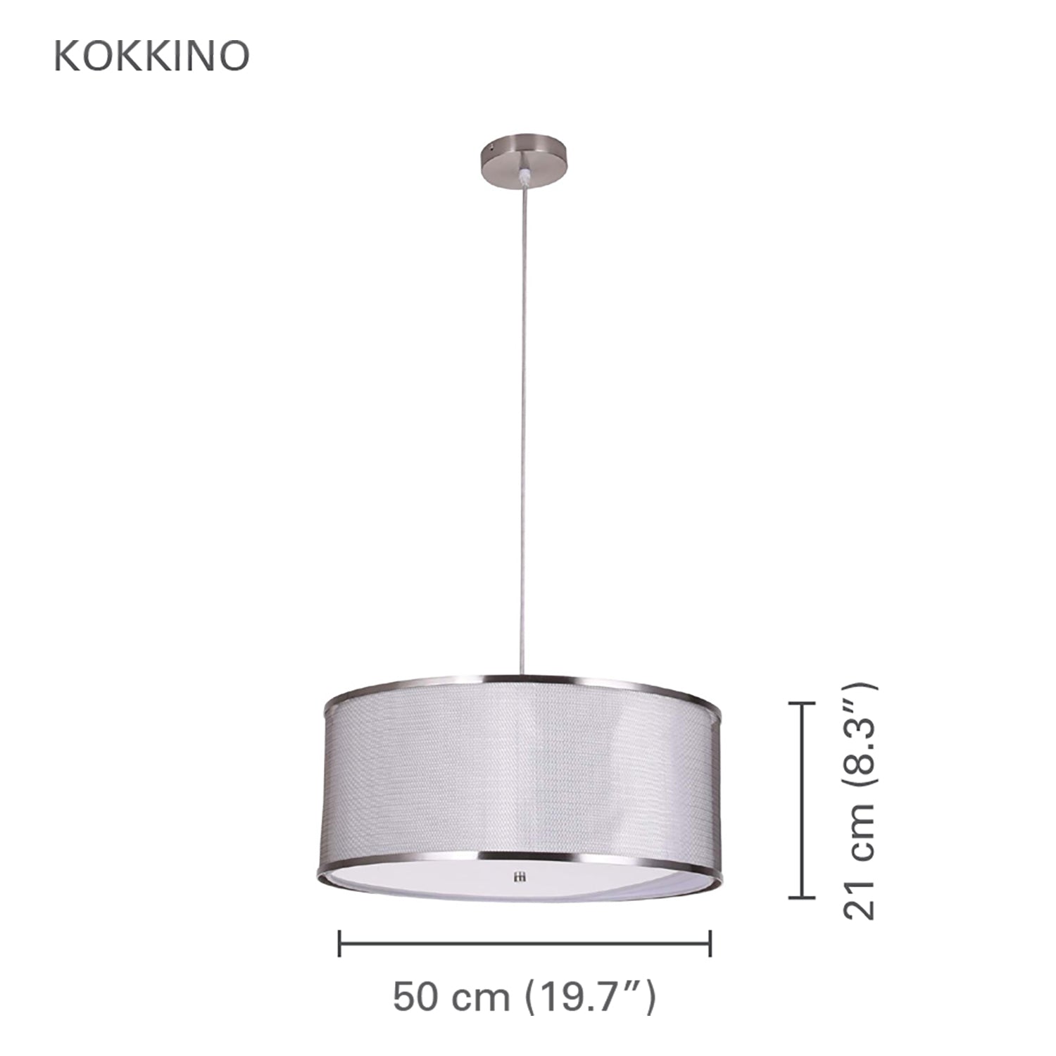 Xtricity - Luminaire Suspendu, Largeur de 19.6'', De la Collection Kokkino, Gris - Simple Boutique