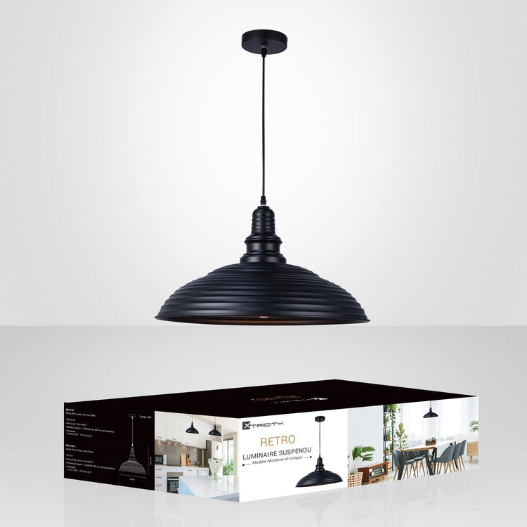 Xtricity - Luminaire Suspendu, Largeur de 19.6'', De la Collection Retro, Noir - Simple Boutique