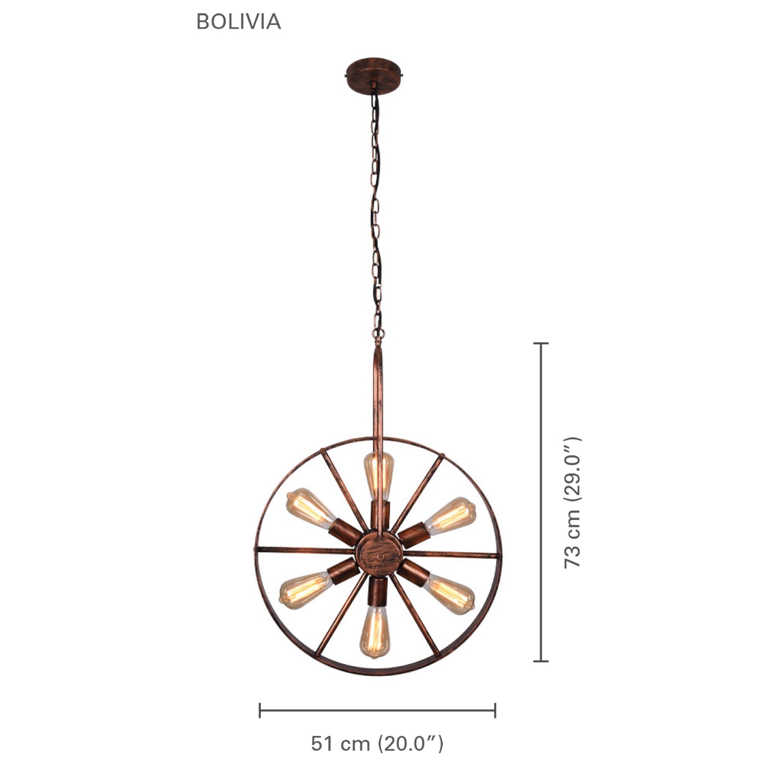 Xtricity - Luminaire Suspendu, Largeur de 20'', De la Collection Bolivia, Couleur Rouille - Simple Boutique