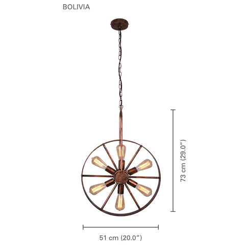 Xtricity - Luminaire Suspendu, Largeur de 20'', De la Collection Bolivia, Couleur Rouille