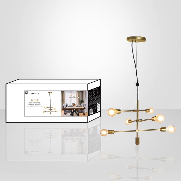 Xtricity - Luminaire Suspendu, Largeur de 23'', De la Collection Elixir, Doré - Simple Boutique