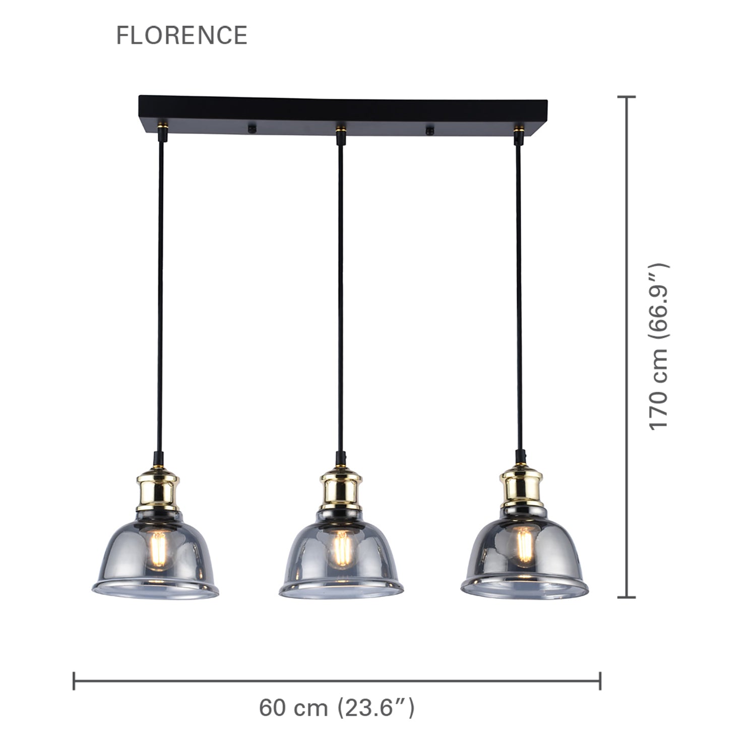 Xtricity - Luminaire Suspendu, Largeur de 23.6'', De la Collection Florence, Noir - Simple Boutique