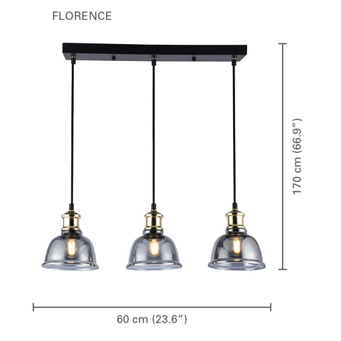 Xtricity - Luminaire Suspendu, Largeur de 23.6'', De la Collection Florence, Noir