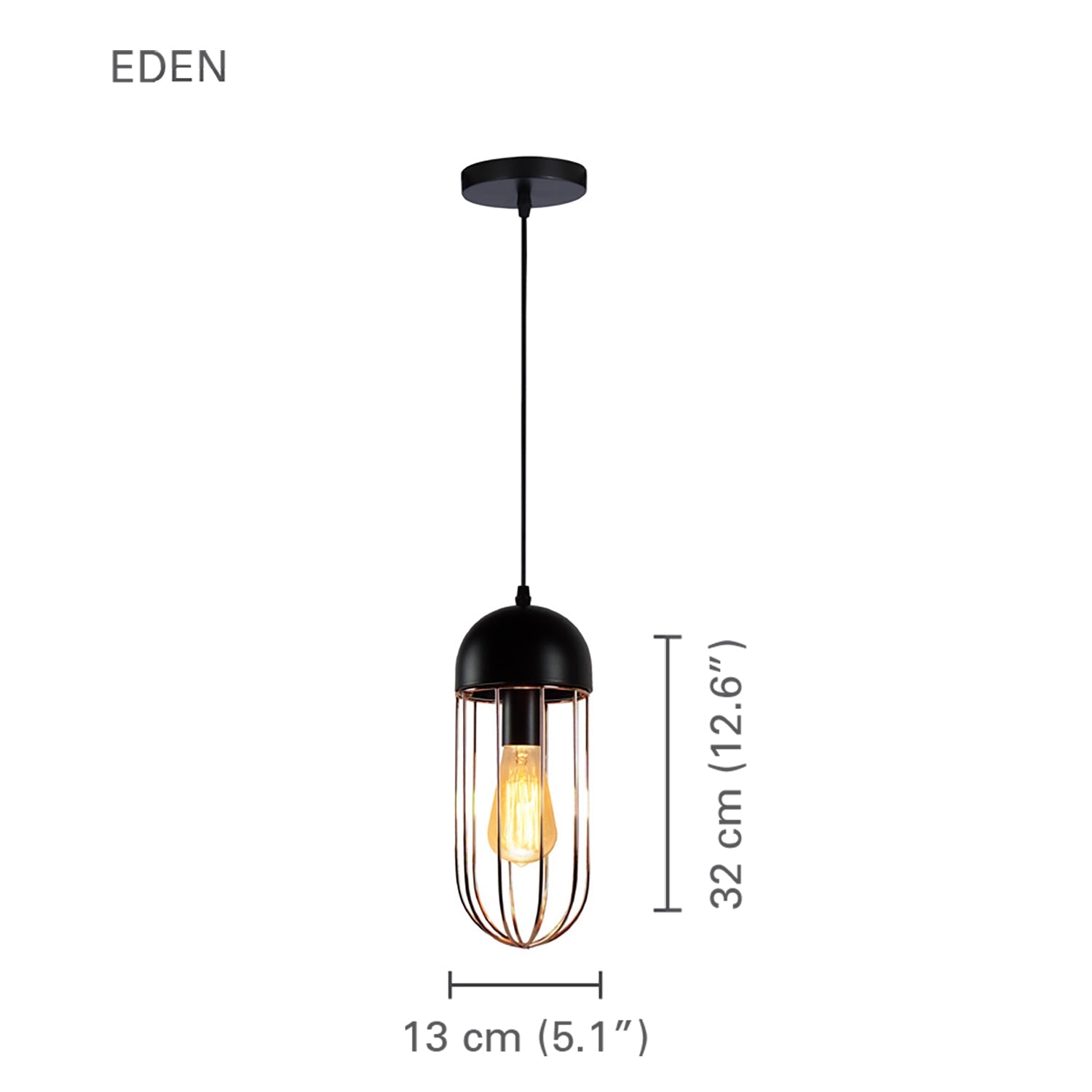 Xtricity - Luminaire Suspendu, Largeur de 5.1'', De la Collection Eden, Noir - Simple Boutique