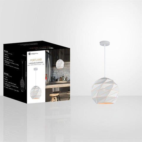 Xtricity - Luminaire Suspendu, Largeur de 7.87'', De la Collection Portland, Blanc