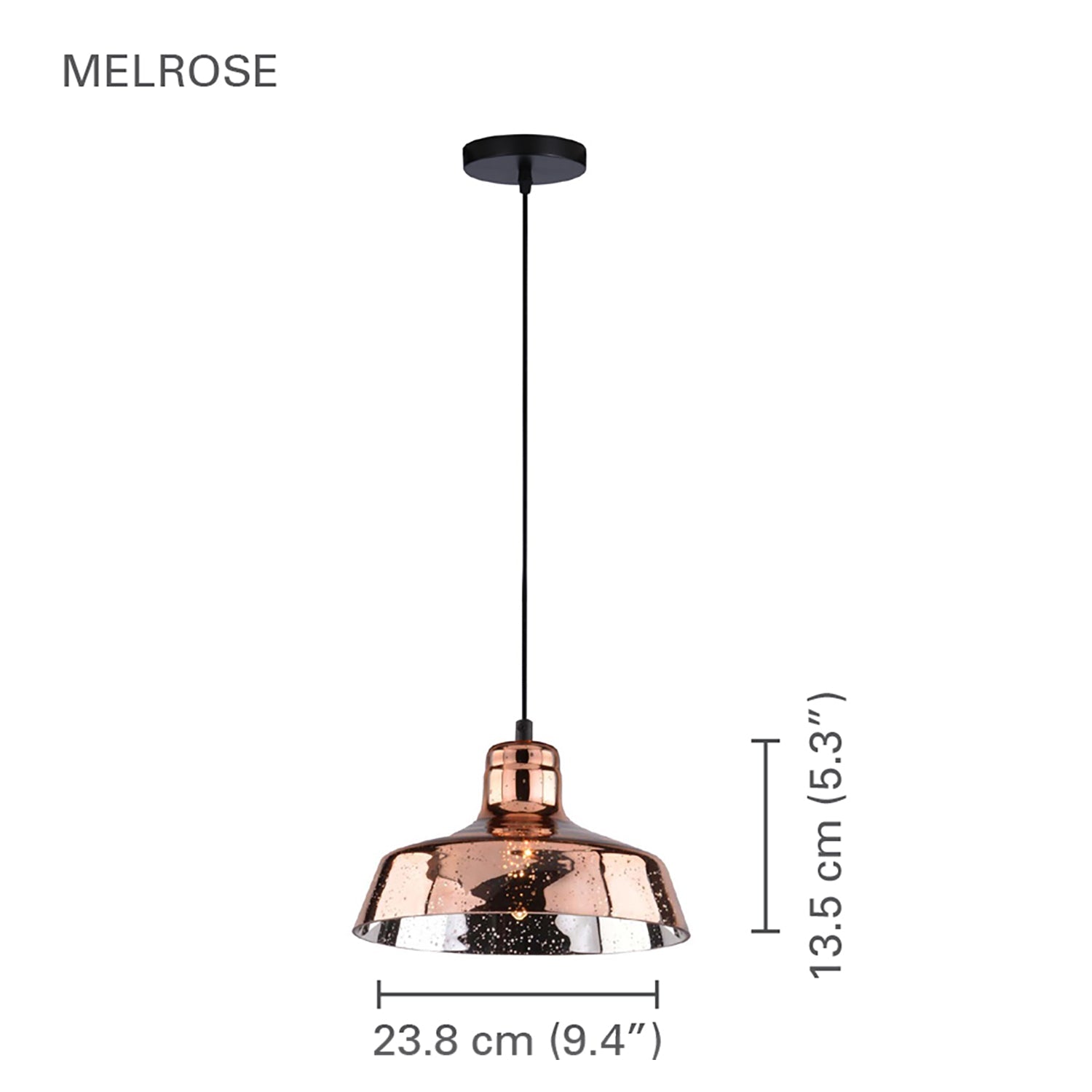 Xtricity - Luminaire Suspendu, Largeur de 9.4'', De la Collection Melrose, Cuivre Rosé - Simple Boutique