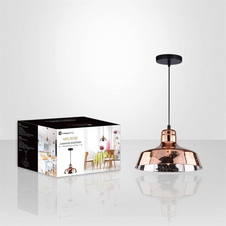 Xtricity - Luminaire Suspendu, Largeur de 9.4'', De la Collection Melrose, Cuivre Rosé - Simple Boutique