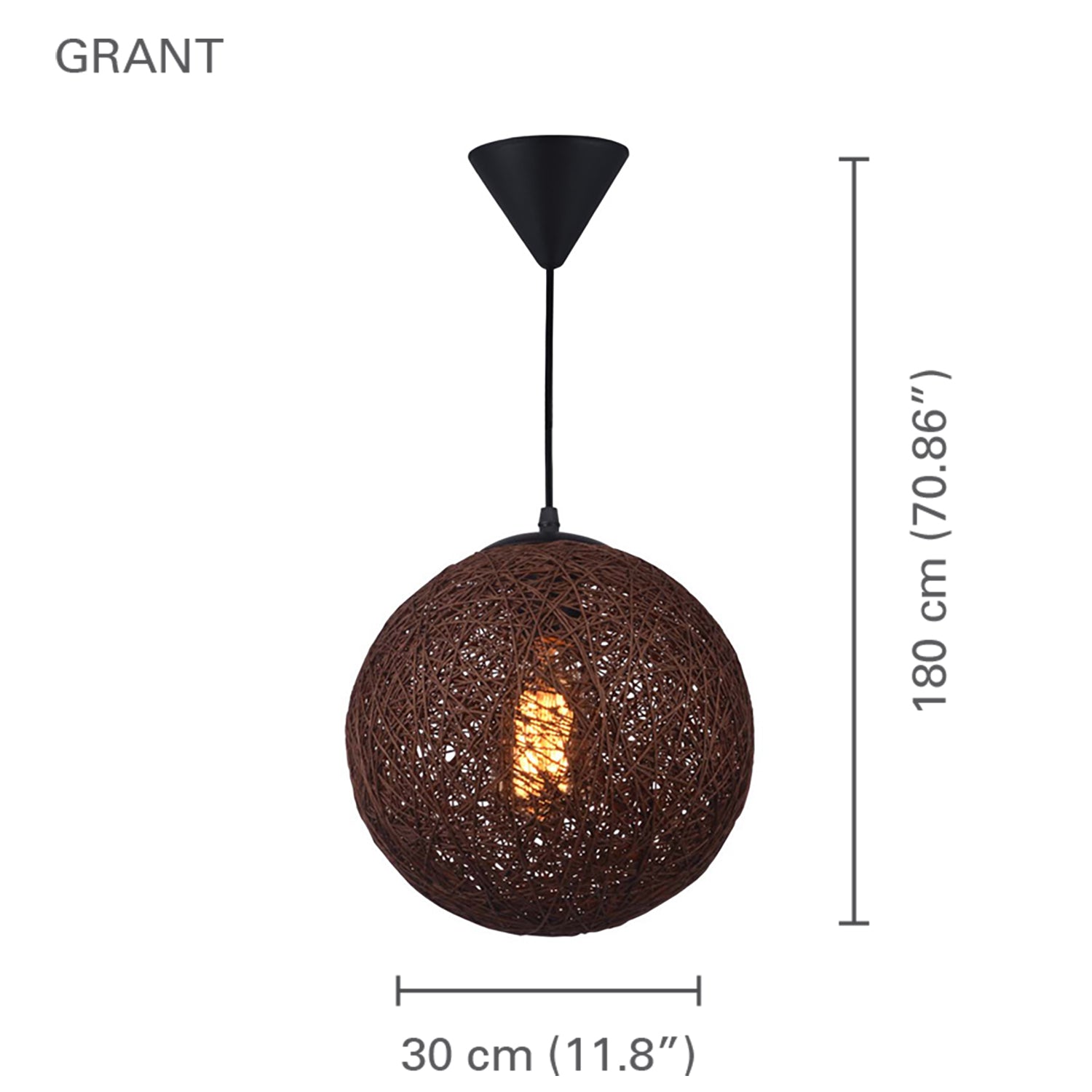 Xtricity - Luminaire Suspendu, Largeur de 9.84'', De la Collection Grant, Brun - Simple Boutique