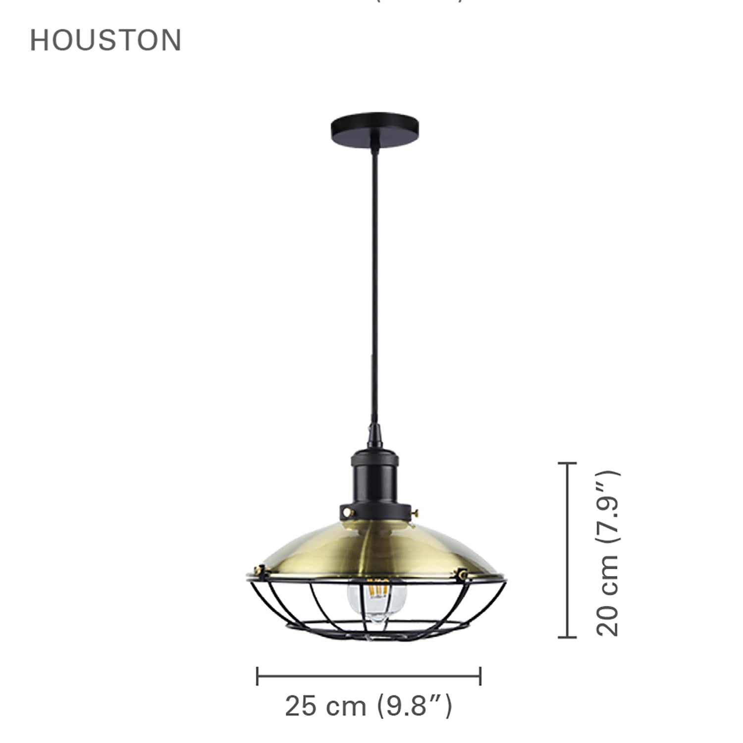 Xtricity - Luminaire Suspendu, Largeur de 9.84'', De la Collection Houston, Laiton Antique - Simple Boutique