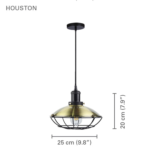 Xtricity - Luminaire Suspendu, Largeur de 9.84'', De la Collection Houston, Laiton Antique
