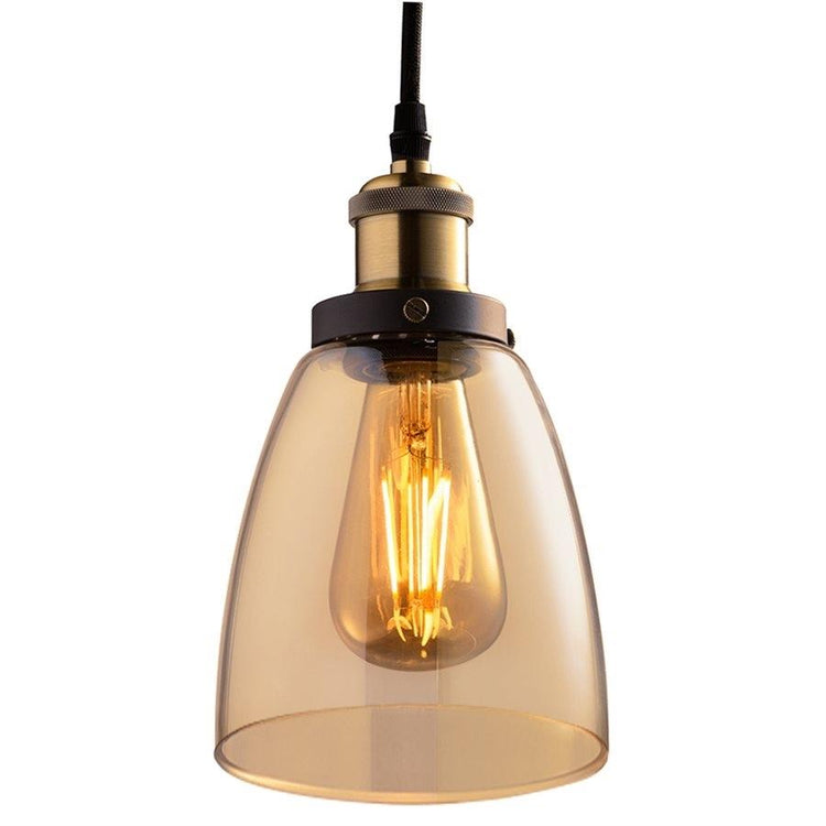 Xtricity - Luminaire Suspendu Verre Ambré, Ampoule DEL Incluse, De la Collection à L'ancienne - Simple Boutique