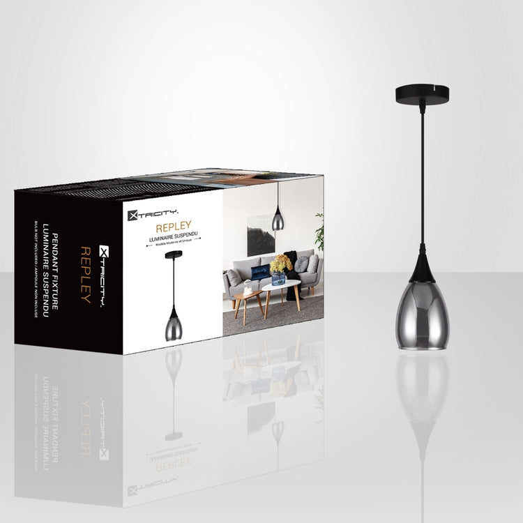 Xtricity - Luminaire Suspendu à 1 Lumière, Largeur de 4.7'', De la Collection Repley, Noir - Simple Boutique