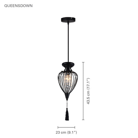 Xtricity - Luminaire Suspendu à 1 Lumières, Largeur de 9.1'', De la Collection QueensDown, Noir