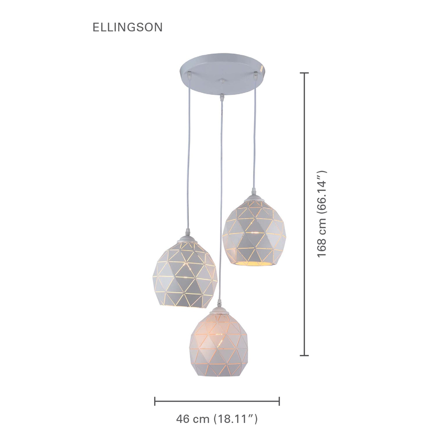 Xtricity - Luminaire Suspendu à 3 Lumières, Largeur de 18.11'', De la Collection Ellingson, Blanc - Simple Boutique