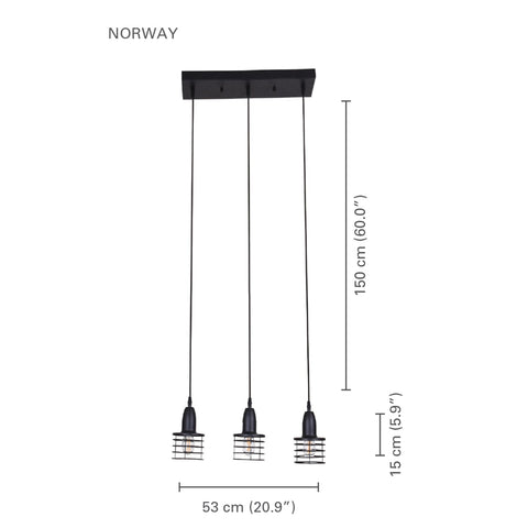 Xtricity - Luminaire Suspendu à 3 Lumières, Largeur de 20.86'', De la Collection Norway, Noir
