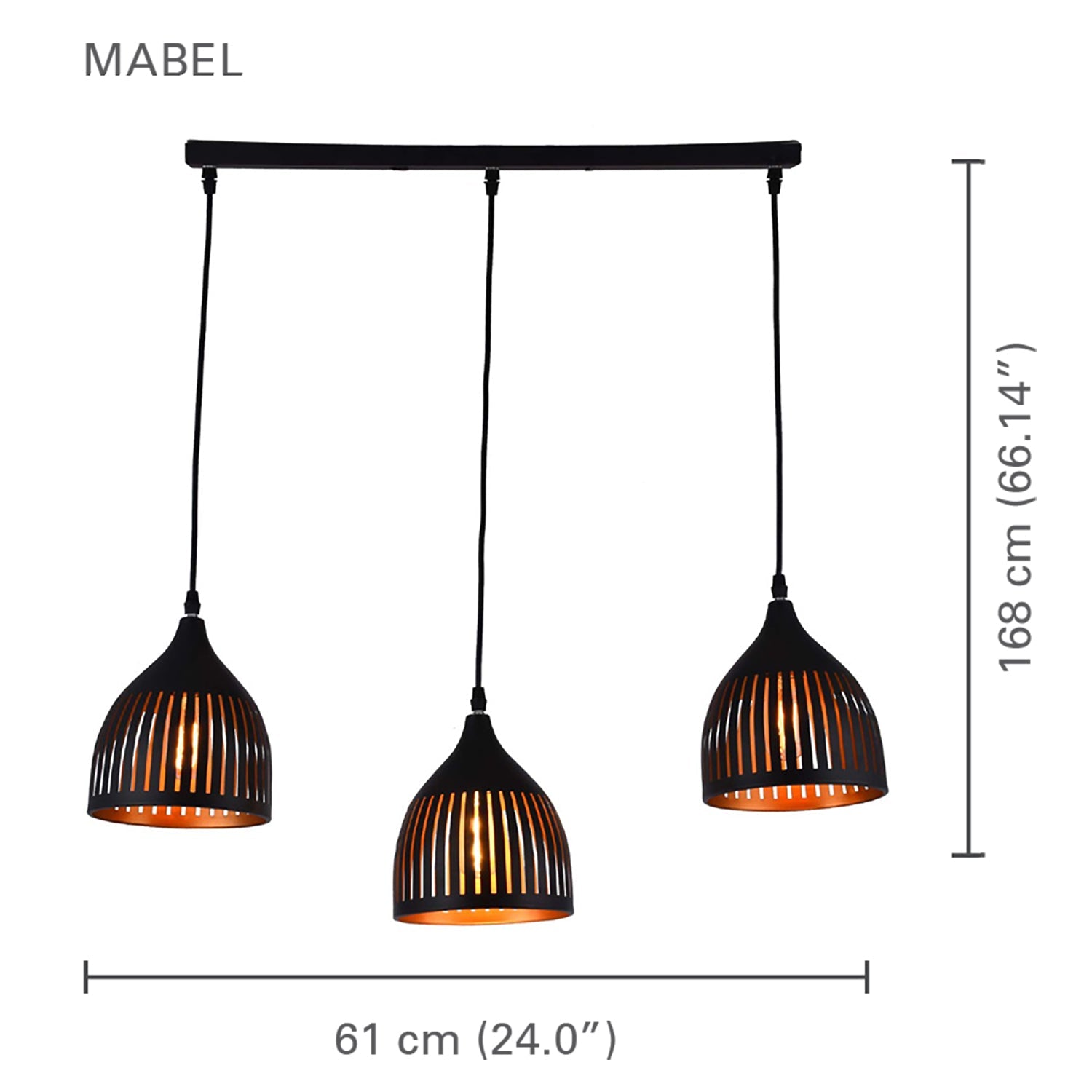 Xtricity - Luminaire Suspendu à 3 Lumières, Largeur de 24'', De la Collection Mabel, Noir - Simple Boutique