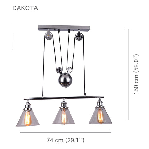 Xtricity - Luminaire Suspendu à 3 Lumières, Largeur de 29.1'', De la Collection Dakota, Chrome