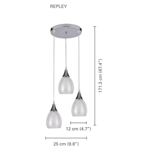 Xtricity - Luminaire Suspendu à 3 Lumières, Largeur de 9.8'', De la Collection Repley, Blanc