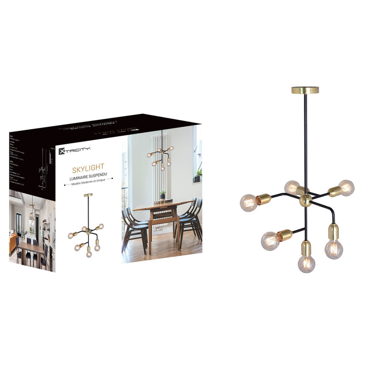 Xtricity - Luminaire Suspendu à 6 Lumières, Largeur de 14.2'', De la Collection Skylight, Doré - Simple Boutique