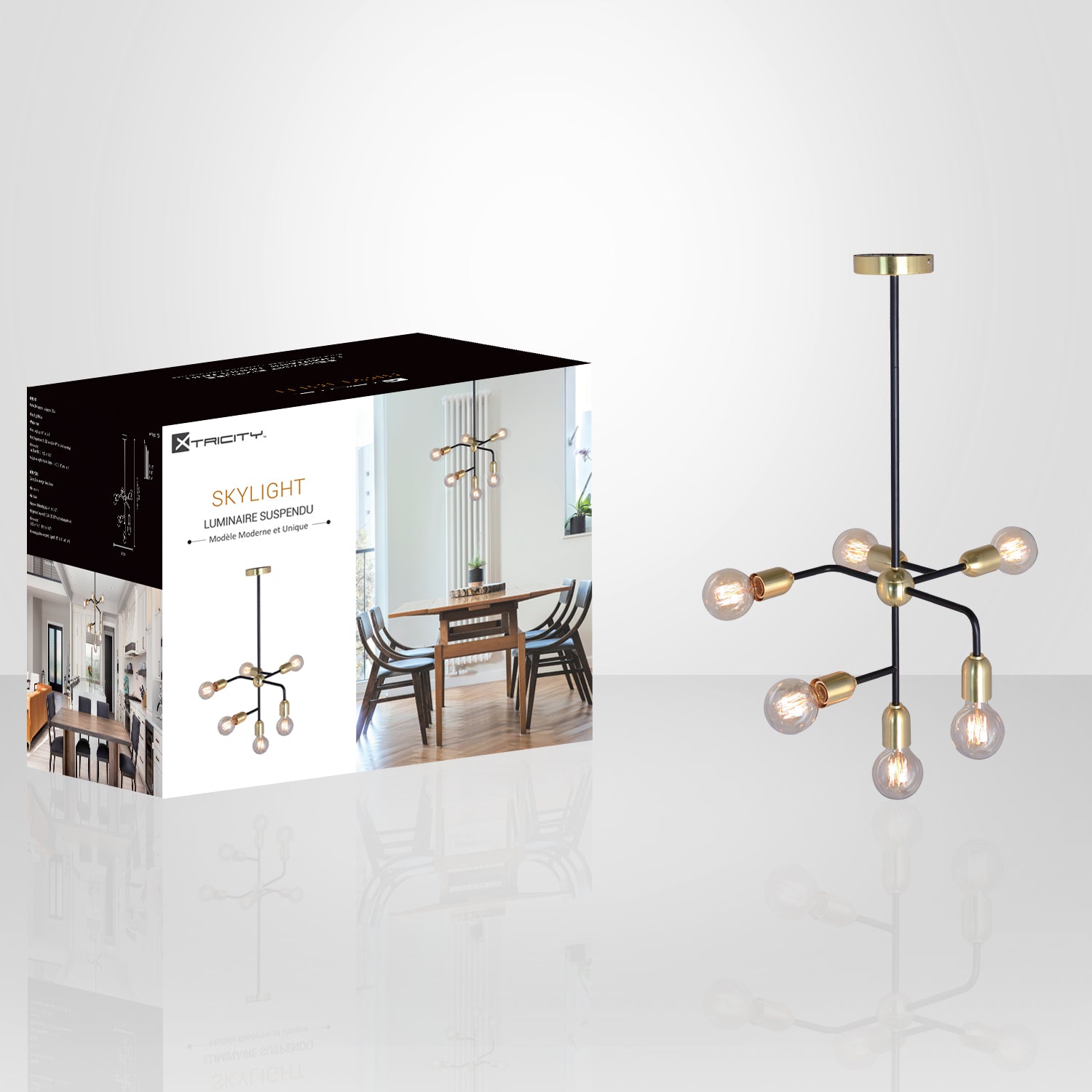 Xtricity - Luminaire Suspendu à 6 Lumières, Largeur de 14.2'', De la Collection Skylight, Doré - Simple Boutique