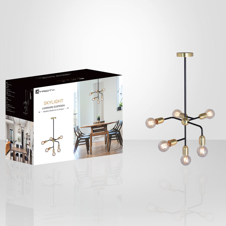 Xtricity - Luminaire Suspendu à 6 Lumières, Largeur de 14.2'', De la Collection Skylight, Doré - Simple Boutique