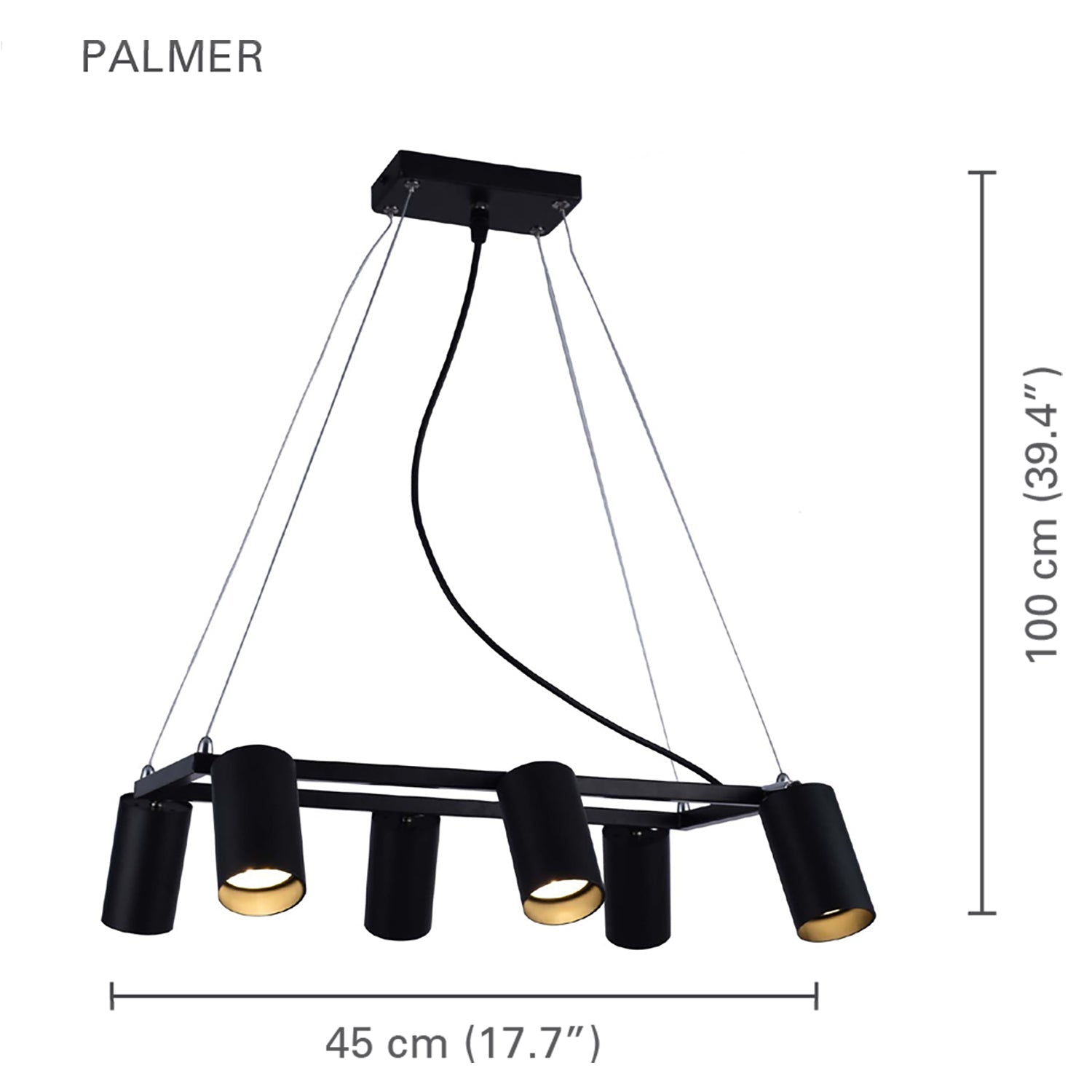 Xtricity - Luminaire Suspendu à 6 Lumières, Largeur de 17.7'', De la Collection Palmer, Noir - Simple Boutique