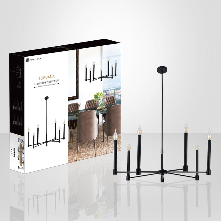 Xtricity - Luminaire Suspendu à 7 Lumières, Largeur de 38'', De la Collection Toscana, Noir - Simple Boutique