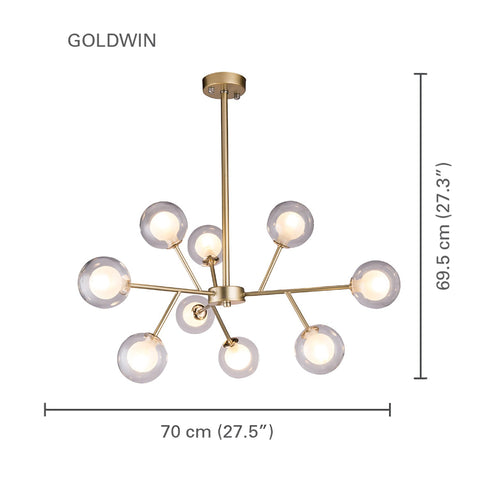 Xtricity - Luminaire Suspendu à 9 Lumières, Largeur de 27.5'', De la Collection Goldwin, Or