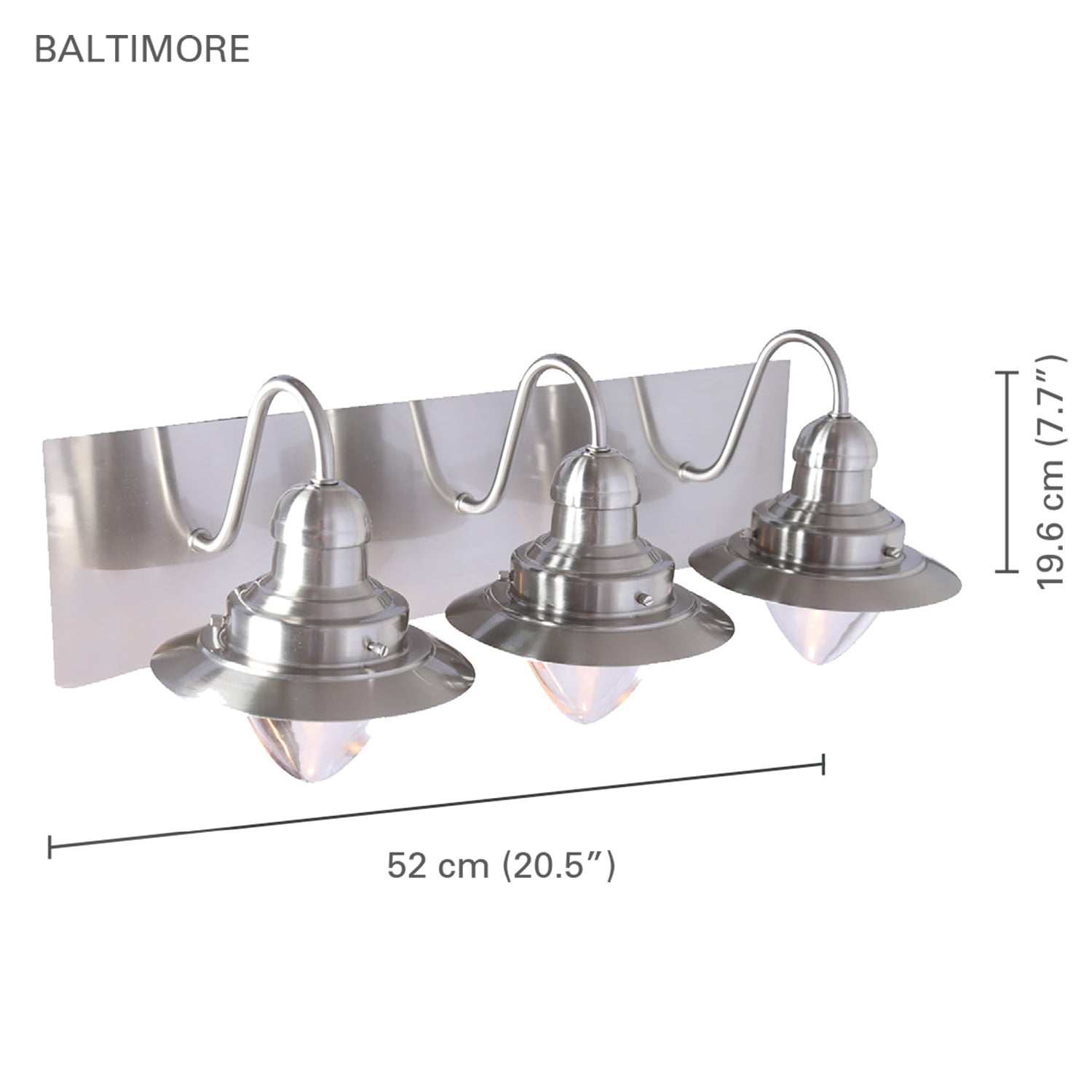 Xtricity - Luminaire de Vanité à 3 Lumières, Largeur de 20.5'', De la Collection Baltimore, Fini Nickel - Simple Boutique